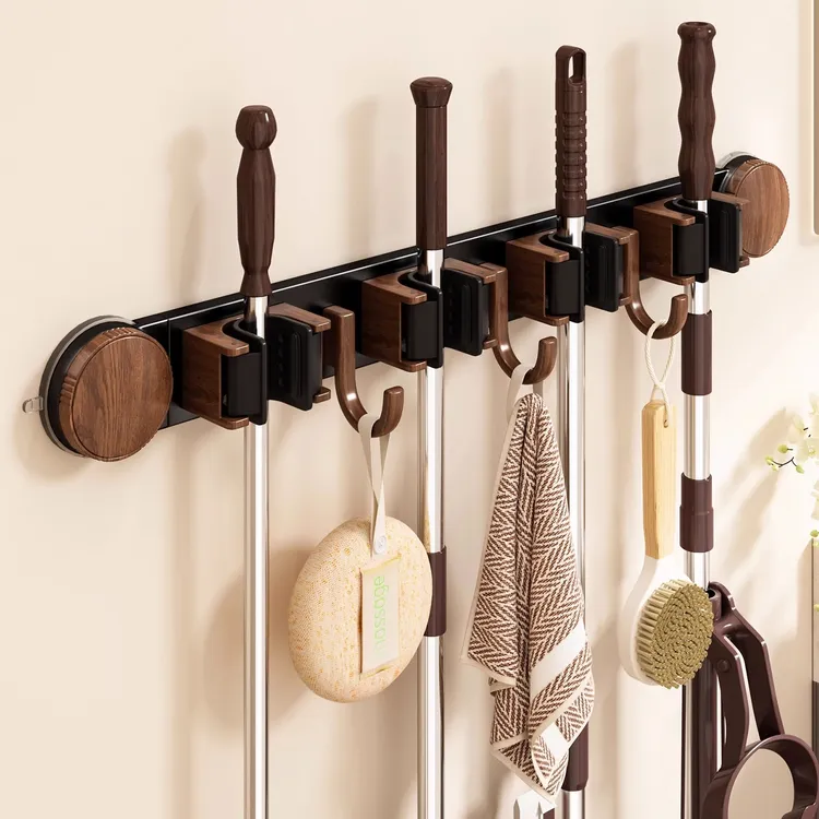 吸盘拖把壁挂夹卫生间浴室置物免打孔放拖布挂钩扫把固定收纳架子