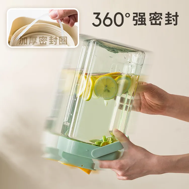 冰箱冷水壶带龙头大容量家用冷泡壶水果茶凉水壶果汁饮料透明防摔