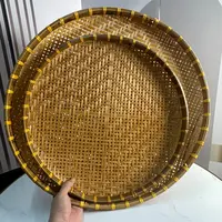 晶品（加大2件）烟熏传统手工编圆簸箕筛子50/60