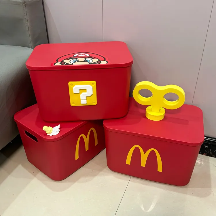 马里奥新款玩具收纳箱零食储物筐儿童整理盒可爱卡通高颜值塑料盒