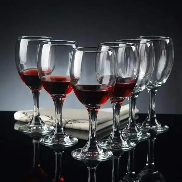 【6只装】家用玻璃高脚杯红酒杯酒店二两半白酒杯啤酒杯葡萄酒杯