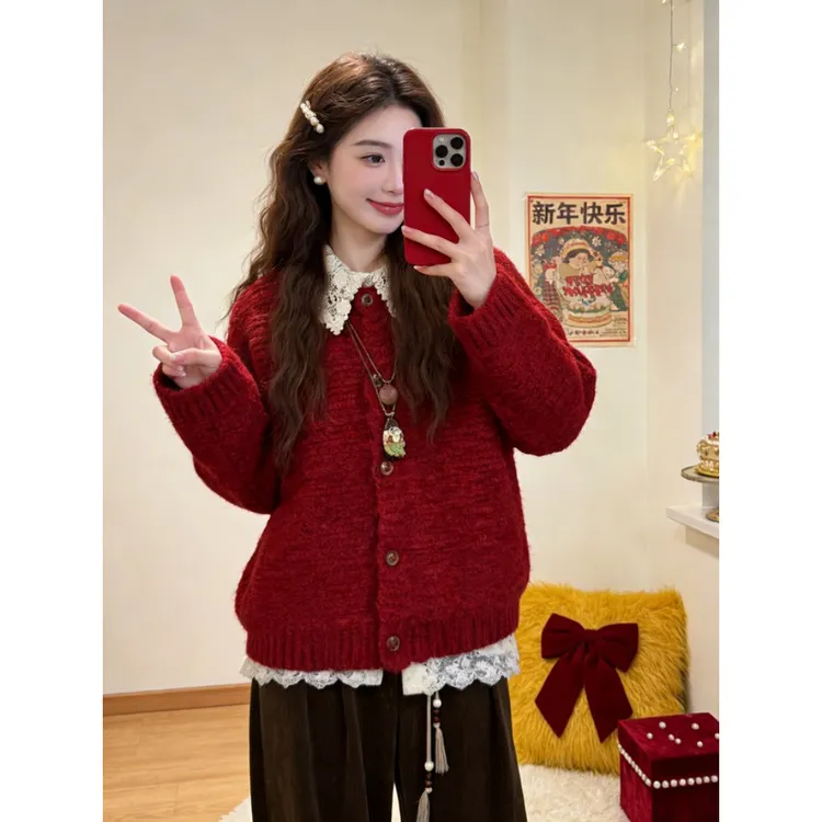 韩版秋冬新款长袖针织衫搭衬衫女款时尚套装时髦潮流设计感两件套