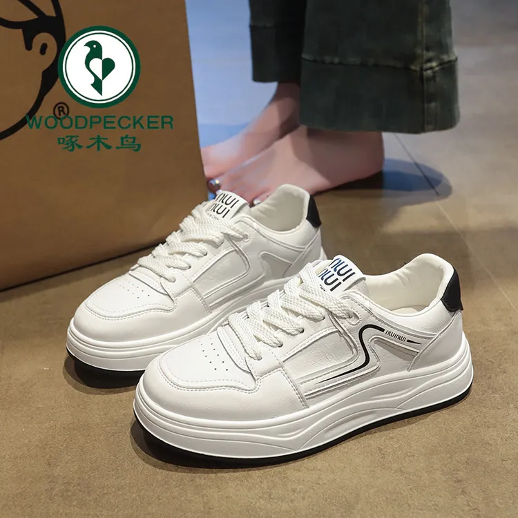 啄木鸟平底小白鞋鞋子女款2025新款百搭配裙子运动韩版板鞋女鞋