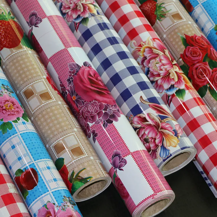 塑料双面加厚印花台布正方形桌布防水防油围墙面餐桌灶台茶几碗橱