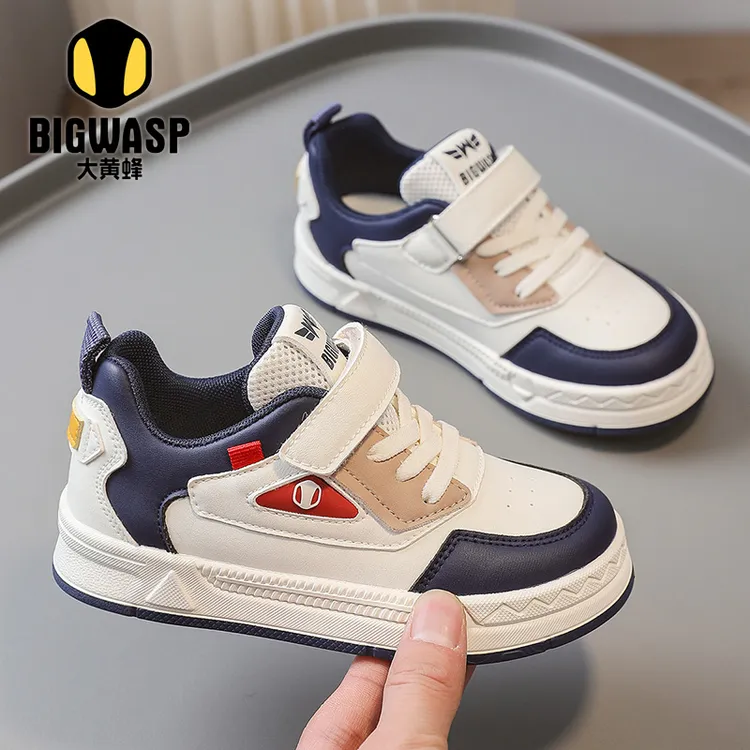大黄蜂2025年秋季6-12岁新款儿童小板鞋男女童鞋皮面休闲鞋潮韩版