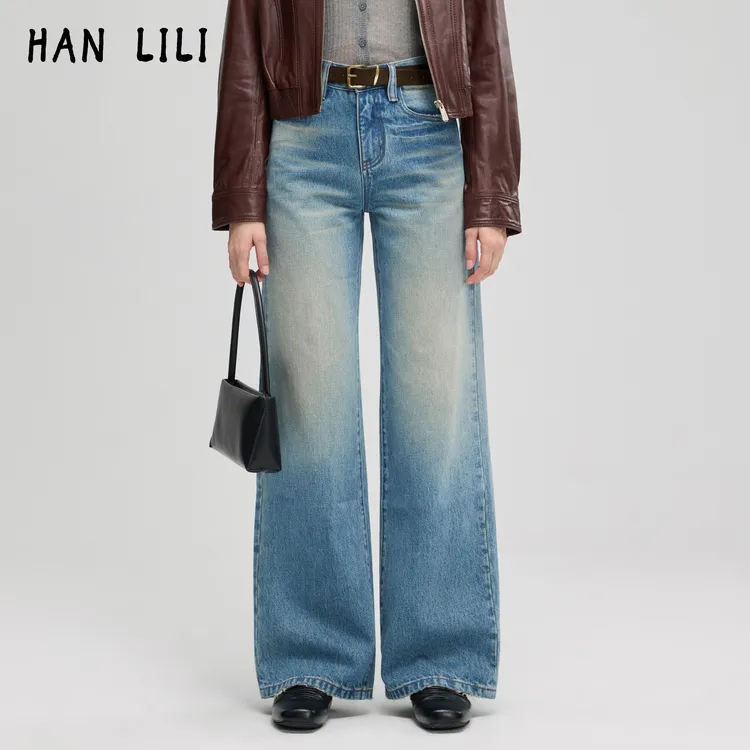 HAN LILI【L? 家】2025新品 “树皮纹理”窄版版型牛仔裤 3115