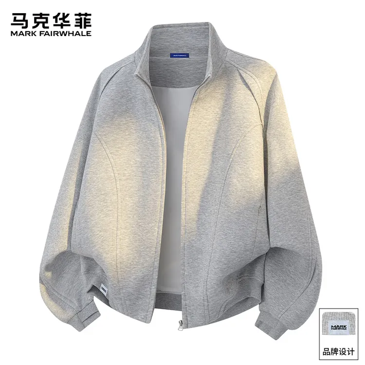 马克华菲美式潮牌重磅开衫卫衣男士秋季新款宽松翻领休闲上衣外套