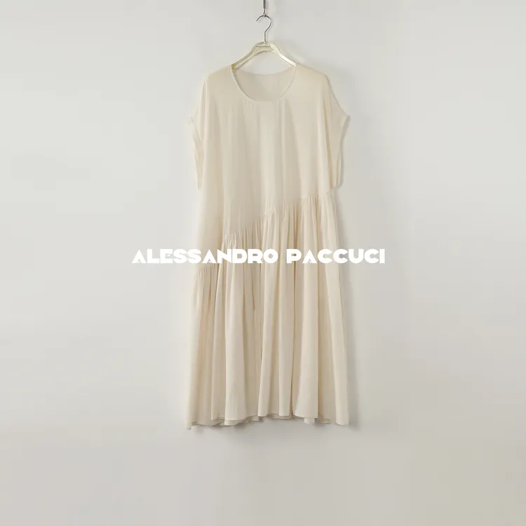 AP洛哥52044LL【空白画布】100棉圆领轻薄时尚气质宽松长款连衣裙