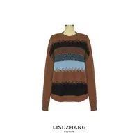 LISI.ZHANG--【条纹撞色羊毛衫】时尚几何条纹撞色软糯休闲毛衣