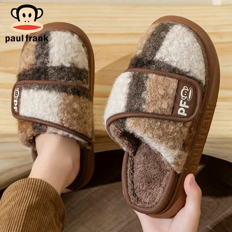 大嘴猴棉拖鞋秋冬半包根男士简约休闲加厚保暖厚底家用棉拖女