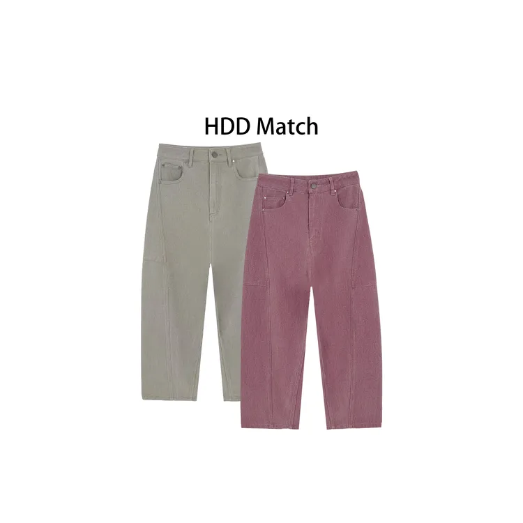 HDD- "牛仔序列" 棉 秋冬女款宽松直筒九分定制牛仔裤  Y8769
