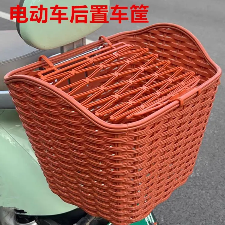 电动车后置车筐放书包神器电瓶车篮子爱码电车置物储物箱头盔收纳