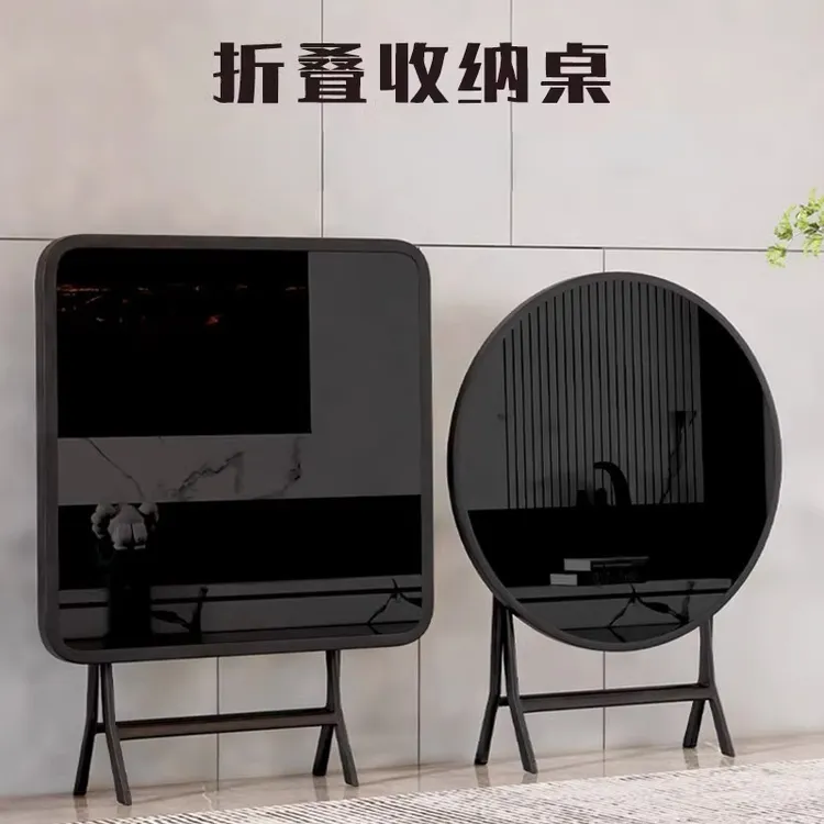 云沐语折叠桌餐桌折叠圆桌简易桌子钢化玻璃饭桌小桌子阳台吃饭桌