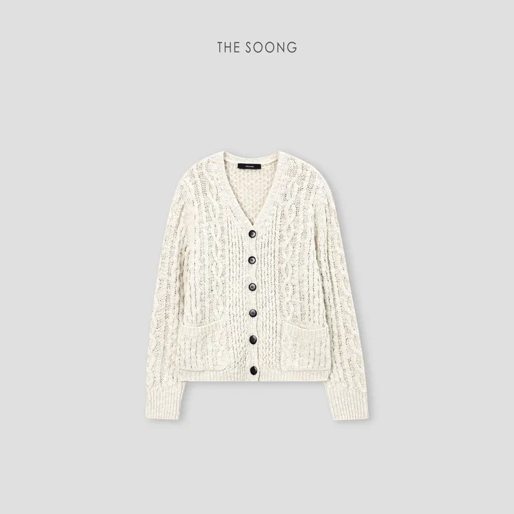 THESOONG|高奢纯羊毛花式混纱 特殊多针交织肌理感毛衣外套MY7603