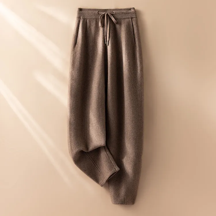 山羊绒新款香蕉裤纸片人重磅加厚山羊绒裤子女