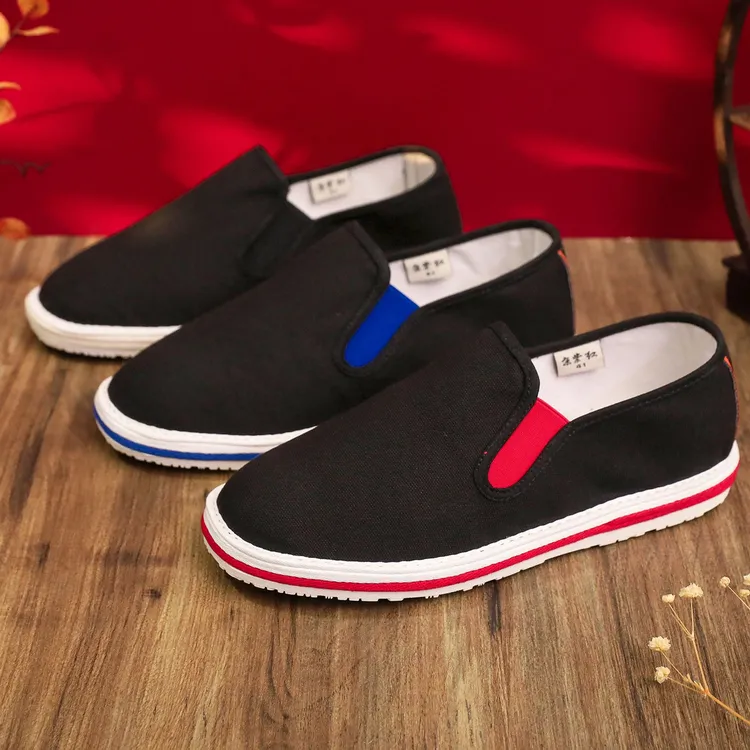 【京紫红】春夏老北京布鞋舒适透气软底轻便一脚蹬懒人鞋千层底布鞋