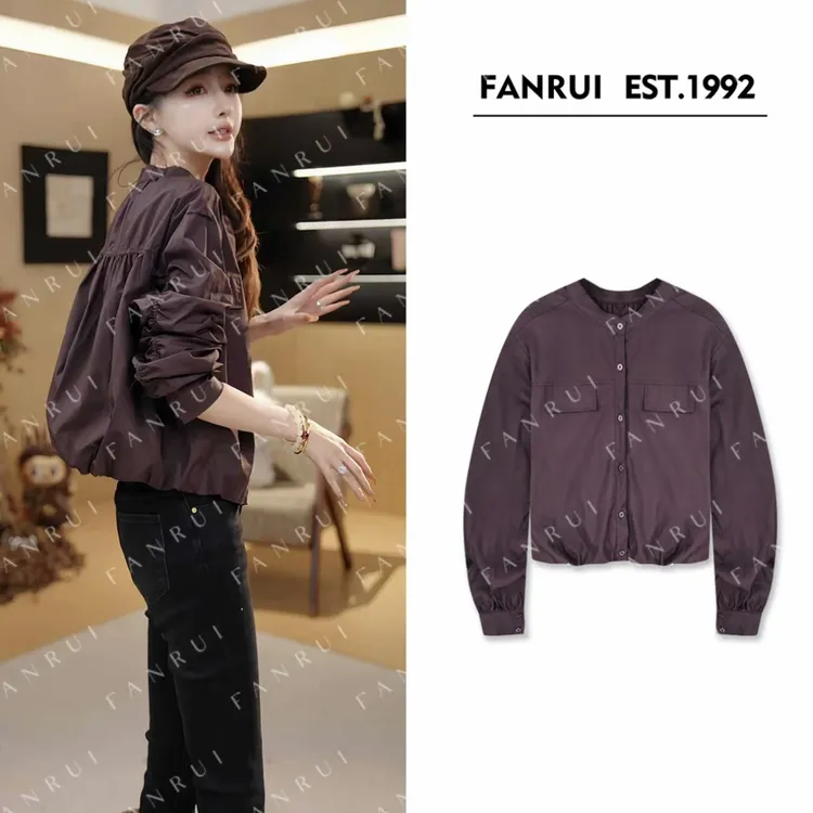 FANRUI/泛芮「素雅记」100棉褶皱设计感时髦百搭休闲衬衫外套B18253