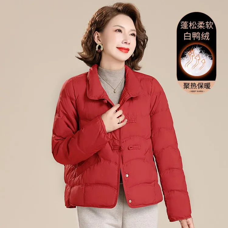 妈妈秋冬外套洋气本命年羽绒服2024新款40岁中老年女冬季短款上衣
