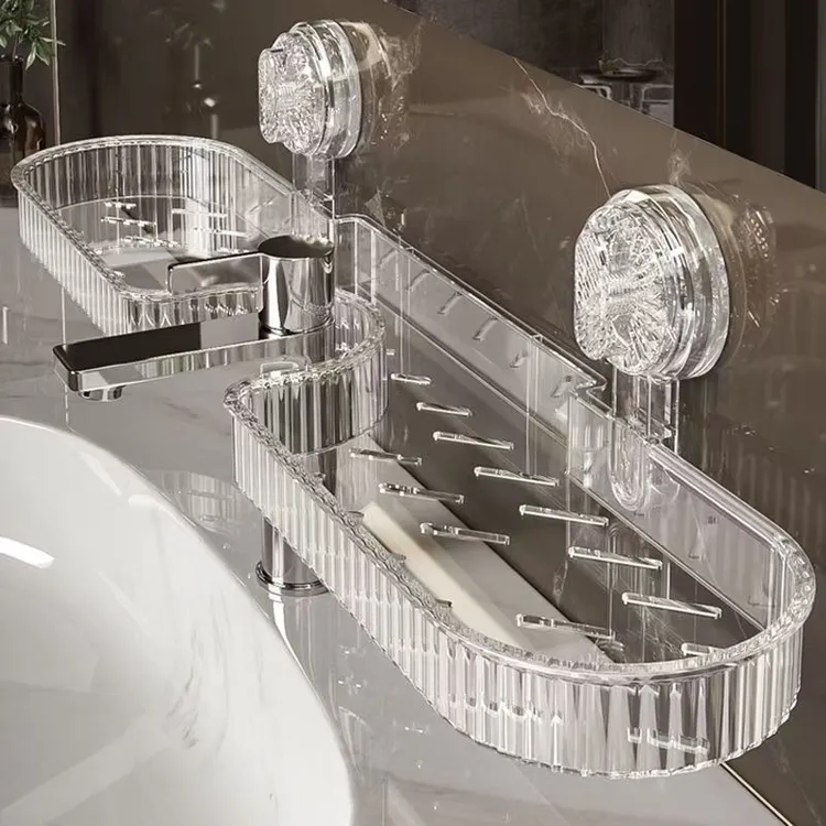 吸盘洗漱台置物架壁挂免打孔卫生间浴室镜前洗手池水龙头收纳挂架