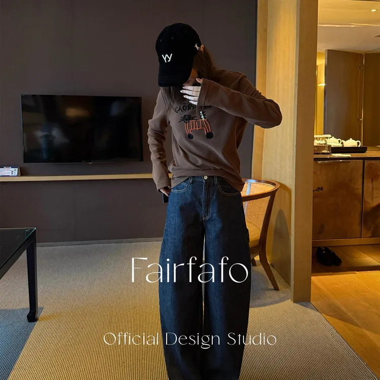 【抽象小猫刺绣长袖T恤】CXAL4C103设计感刺绣长T恤