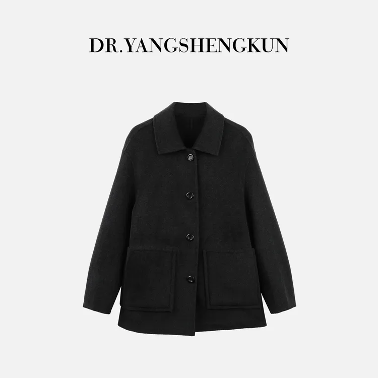 杨圣坤2025新品蚕丝羊绒大衣高级感短款宽松毛呢外套女TR2581760