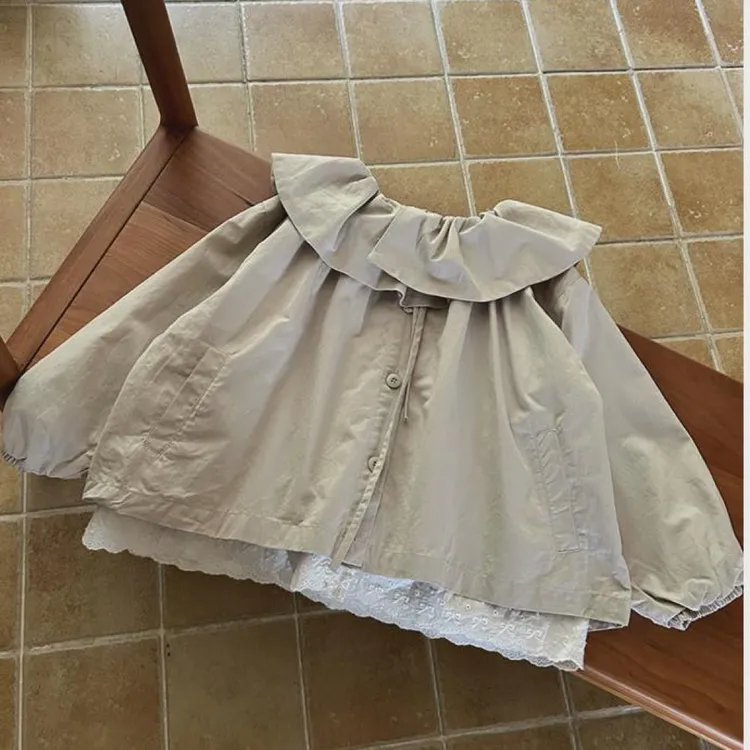 女童秋季外套2025新款洋气时髦超好看森系花边秋装女孩上衣