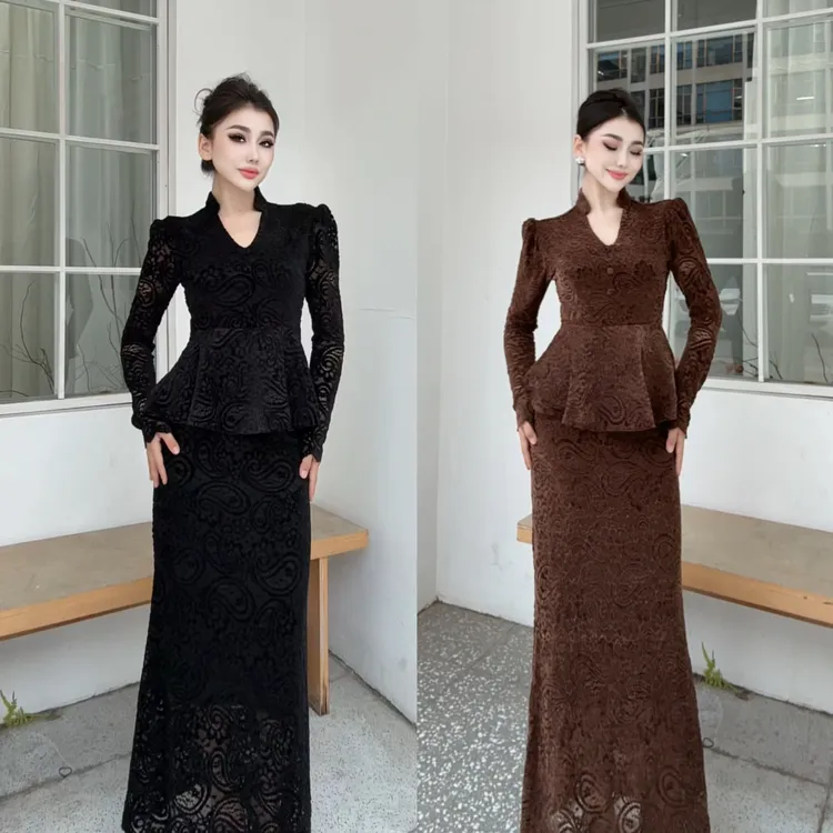 3921【包邮】长裙法式连衣裙气质女士女装修身