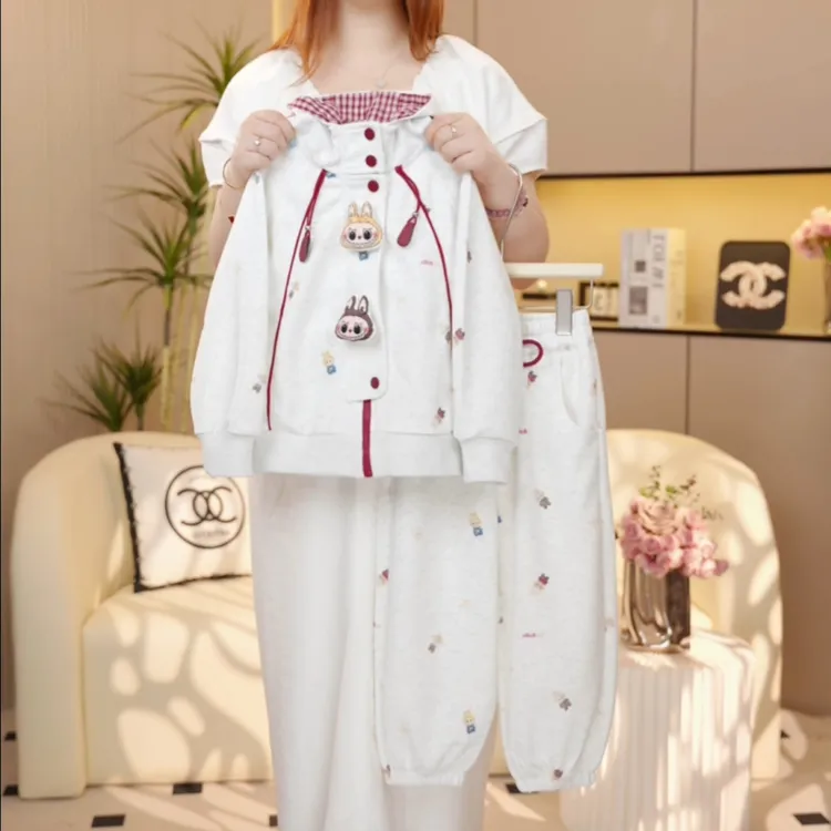 【糖宝魔豆】女童早秋装2025新款秋季女孩卡通洋气连帽运动外套套装