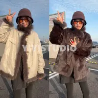 【意意】冬季时尚洋气复古慵懒风两面穿宽松显瘦毛毛外套 Y-0215