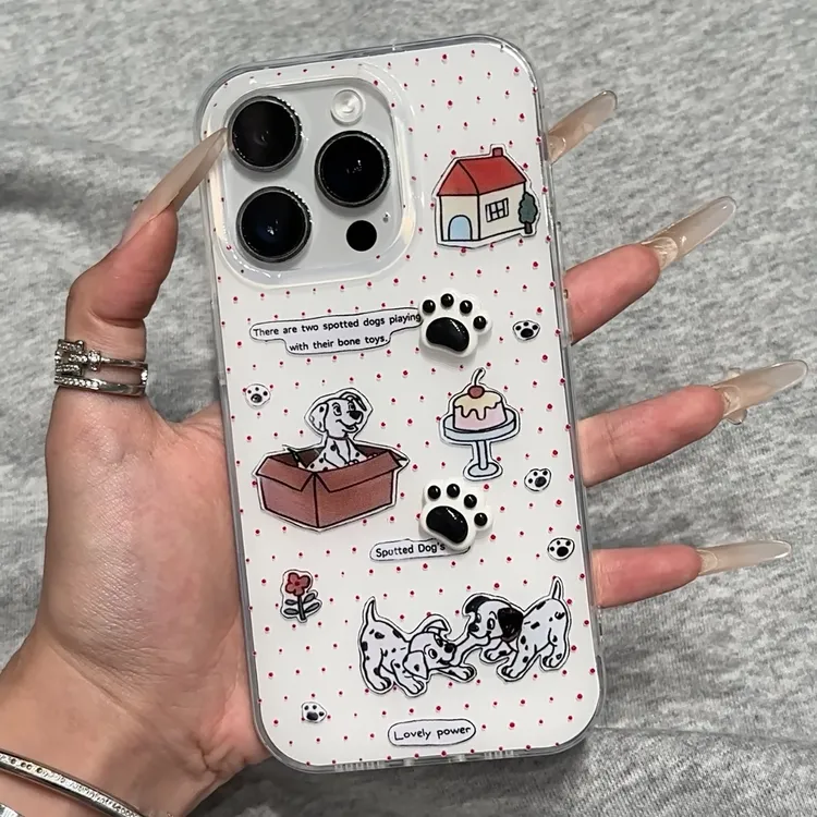 雅天立童趣可爱斑点狗适用苹果16手机壳iPhone华为vivo小米15oppo