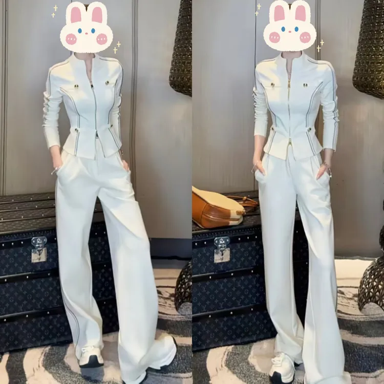 “女绅主义”ins风撞色拼接外套+设计感撞色拼接阔腿裤BB50444