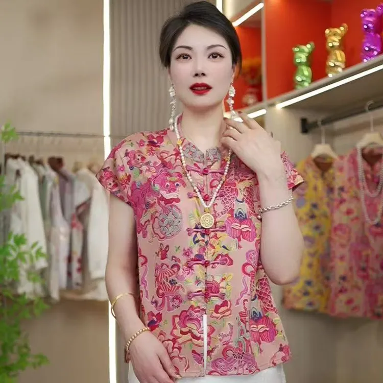 【如鱼得水】马甲百搭夏季提花圆领常规款马夹无袖印花气质时尚上衣