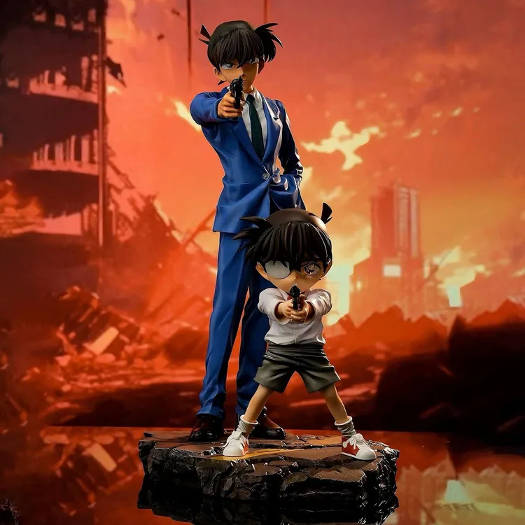 名侦探柯南 举枪灰原哀、柯南、工藤新一动漫 GK手办周边雕像摆件