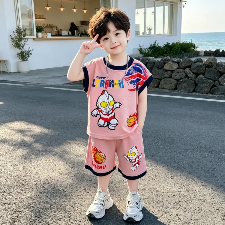 男童奥特曼衣服儿童夏季套装2026新款痞帅炸街男宝宝夏装无袖背心