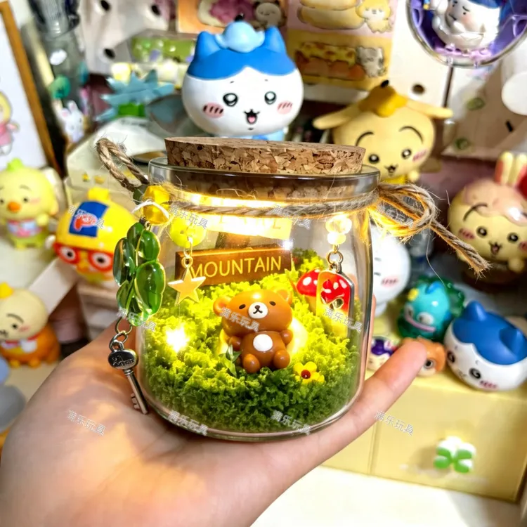 创意轻松熊玻璃罐微景观diy材料包熊哥熊妹高级感小众送朋友闺蜜