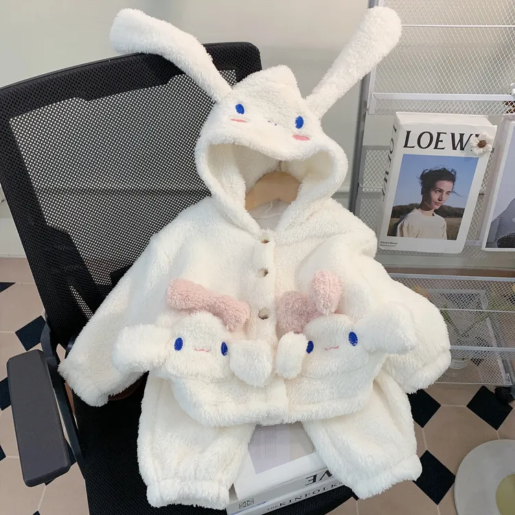 女童睡衣秋冬款小童珊瑚绒加厚宝宝法兰绒套装儿童冬季保暖家居服