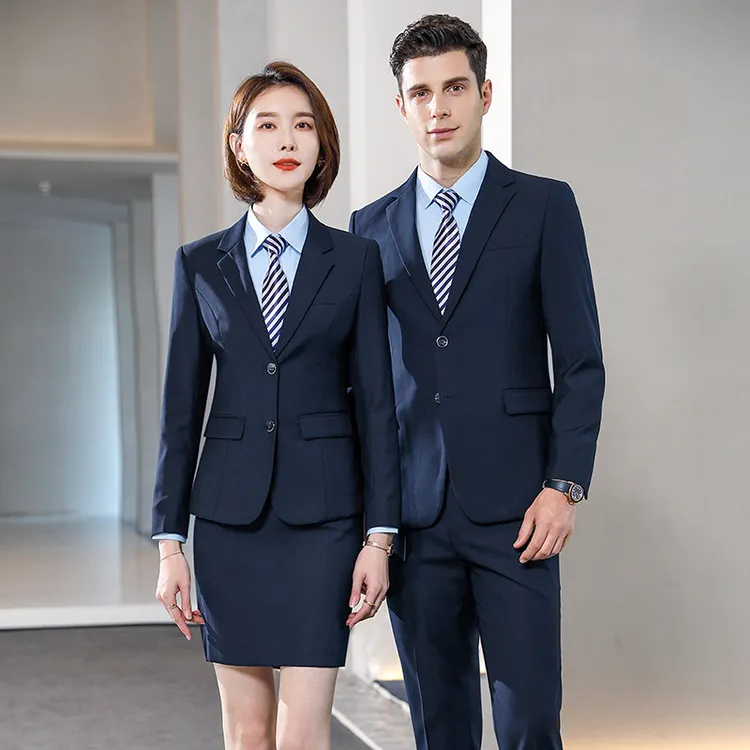 灰色商务西装外套男女同款免烫职业西服套装物业通勤正装制服工装