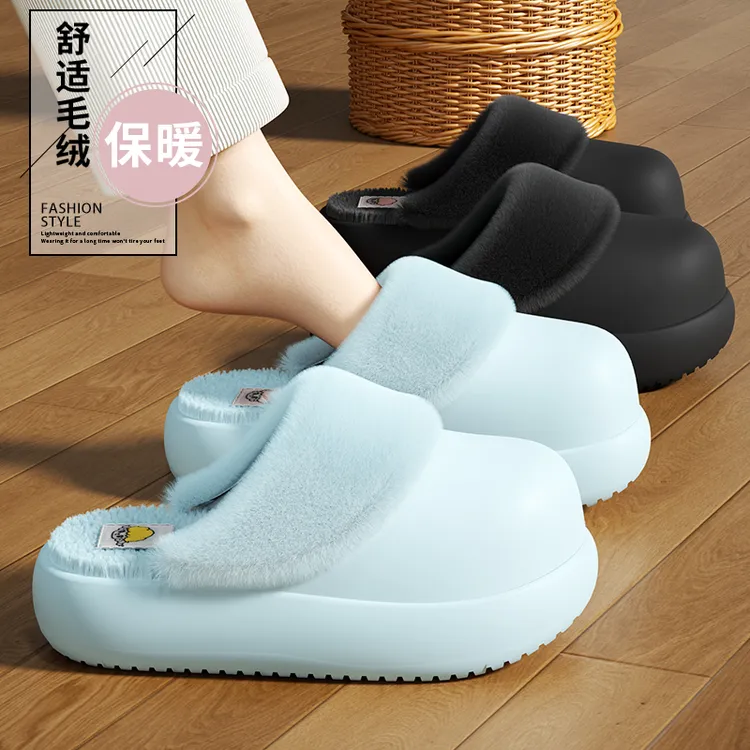 酷如意情侣可拆卸防水棉拖鞋女款冬季2025新款加绒保暖外穿棉拖男