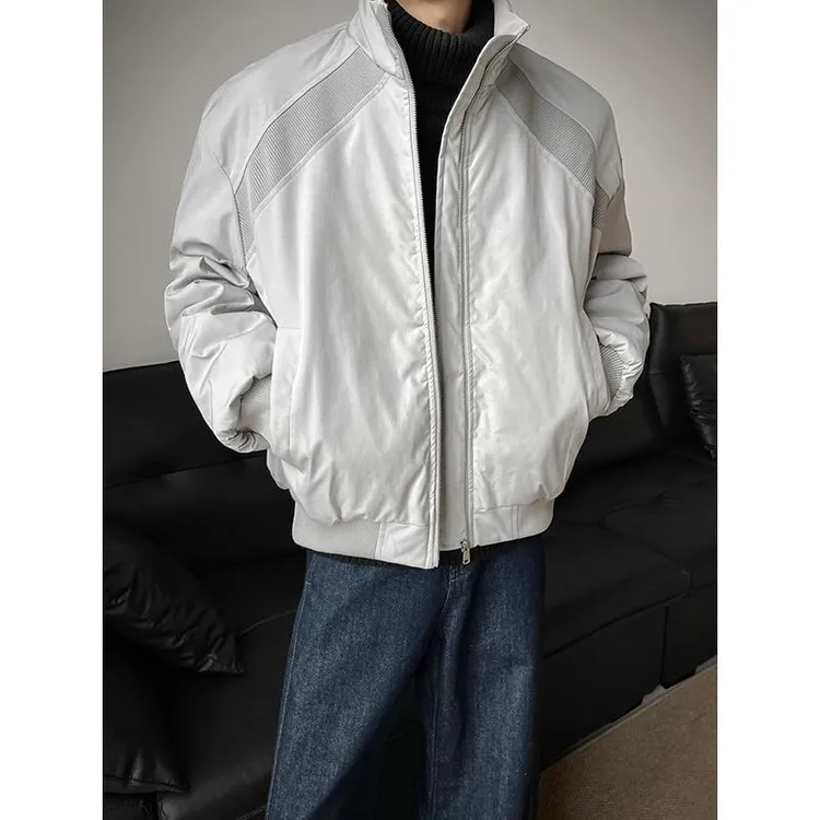 美式cleanfit棉衣外套男款冬季加厚保暖痞帅潮流螺纹拼接立领棉服