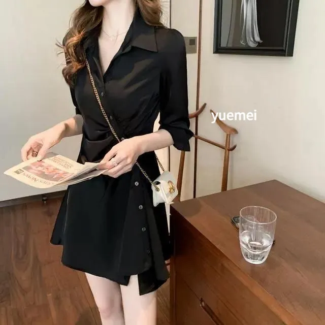 【店铺】红色波点裙子小黑裙小个子黑色吊带裙冬天紧身针织连衣裙