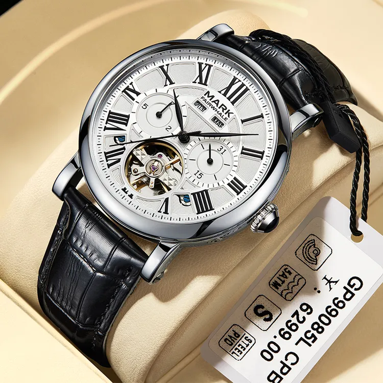 马克华菲男士罗马全自动机械表镂空万年历飞轮潮流时尚防水表6017商品图