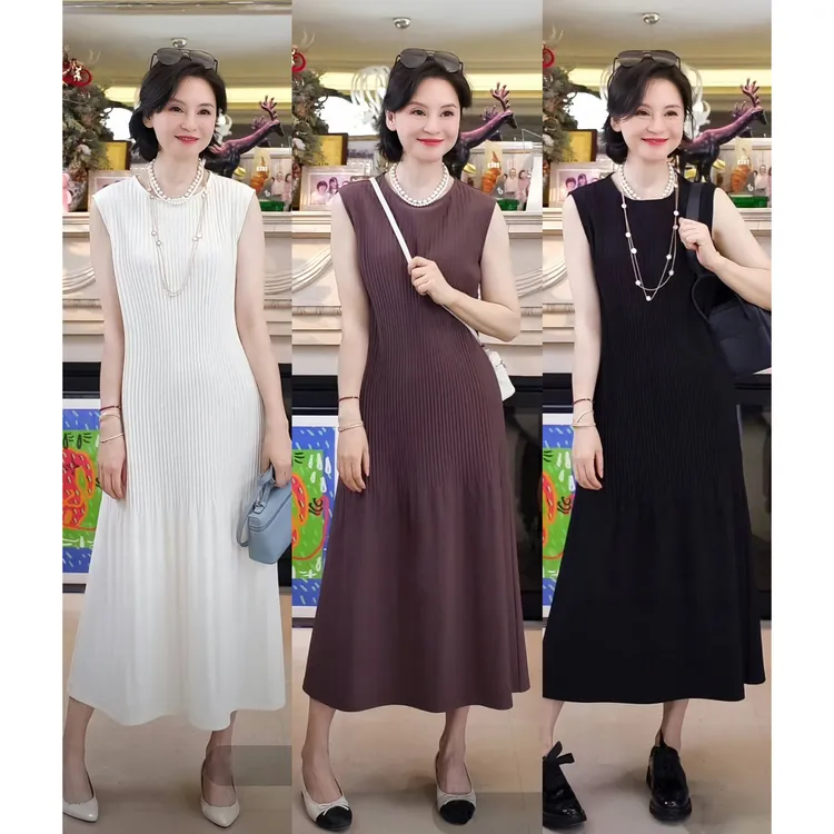 我是摩羯 三宅纸片人  高温压褶夏季风琴褶无袖连衣裙