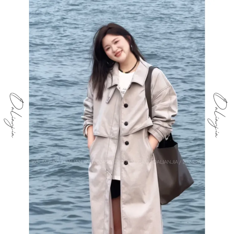 【风中咖啡馆】翻领中长款斗篷设计感大衣气质时尚休闲百搭