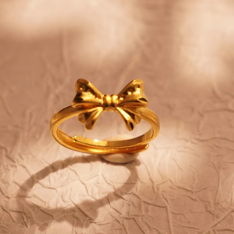 合金戒指 合金蝴蝶戒指0.08gئالتۇن قاپلىغان