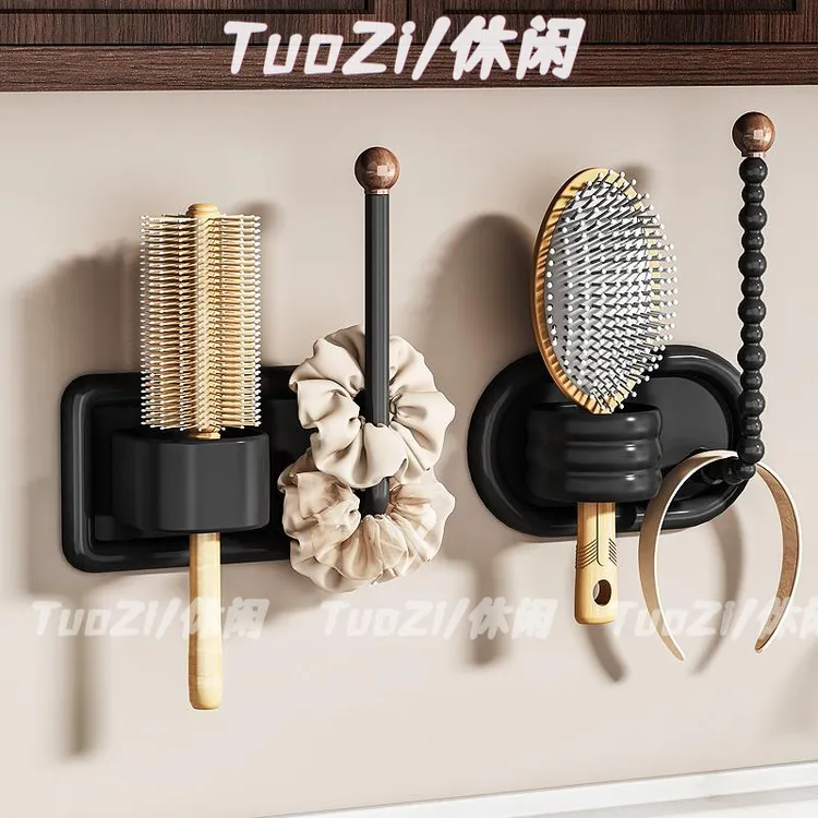 卫生间梳子置物架免打孔头绳发圈收纳发箍挂钩浴室壁挂首饰粘钩