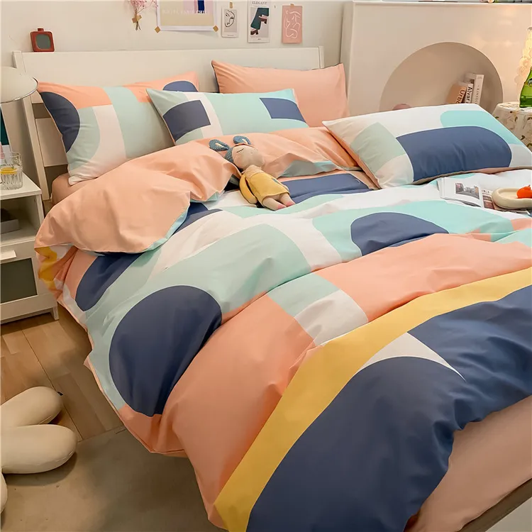秋冬新品四件套简约北欧风全棉宿舍三件套1.8床笠款床品单人磨毛