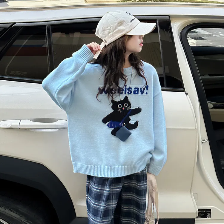 女童秋冬款韩版休闲圆领毛衣女大童时髦洋气儿童秋装针织衫上衣潮