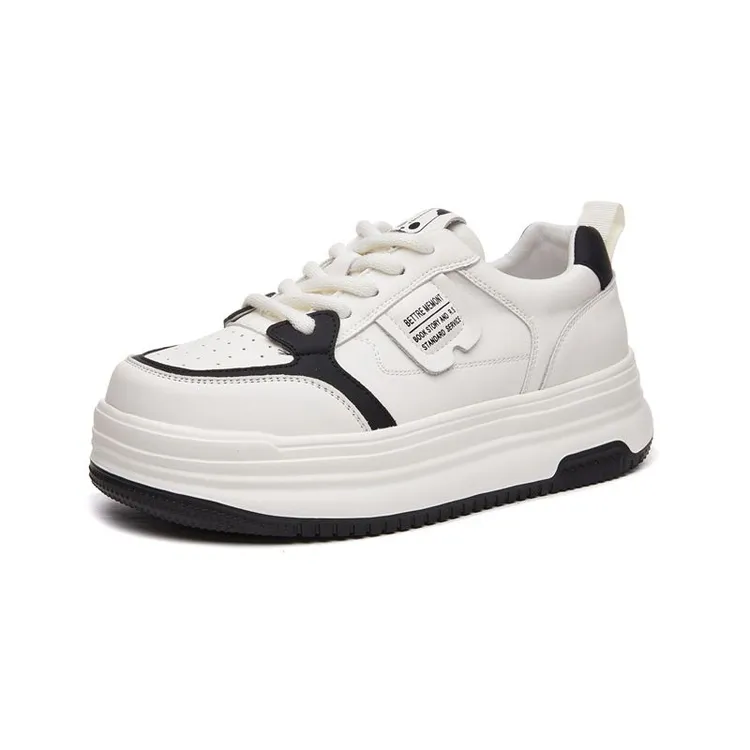 真皮四季新款女低帮厚底小白鞋休闲百搭