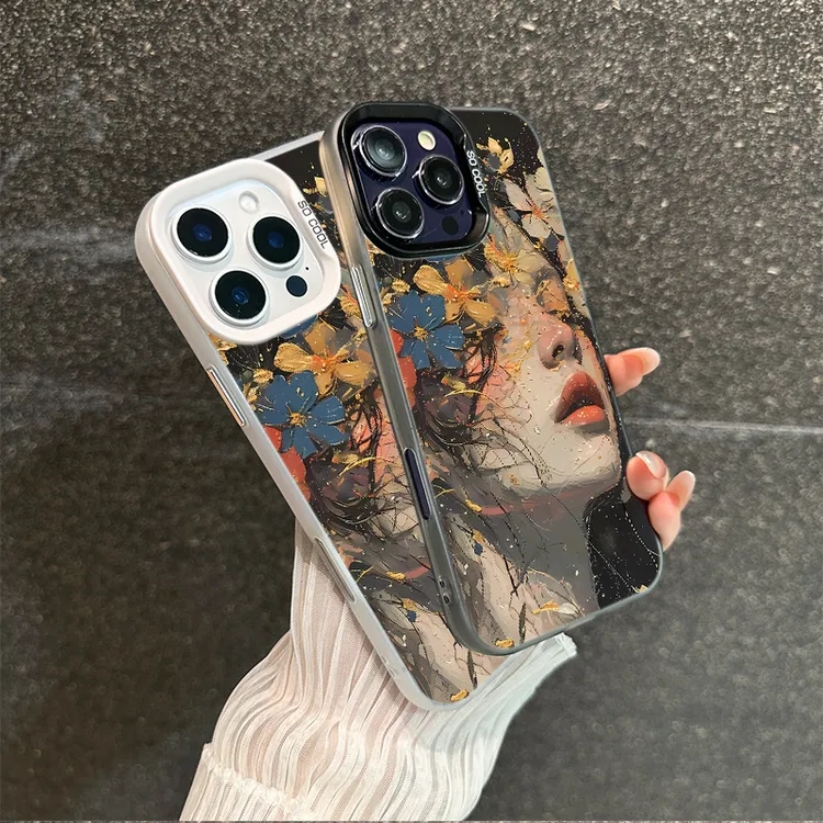 繁花似锦高级感适用苹果17/华为Pura80/OPPO/vivo/小米彩银手机壳