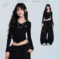 【达人专属】CV新光广场舞潮牌满天星闪钻坑条开衫显瘦设计感镂空